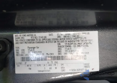 2016 Ford Focus S из США, поврежденный, VIN 1FADP3E24GL369953